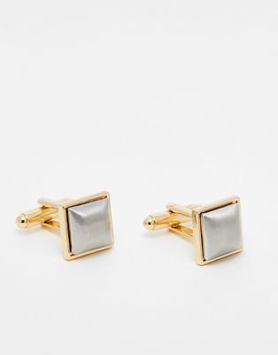 ASOS DESIGN Wedding cufflinks with raised detail in brushed silver tone