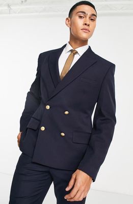 ASOS DESIGN Wedding Skinny Double Breasted Jacket in Navy