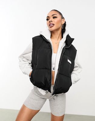 ASOS DESIGN Weekend Collective cropped padded vest in black