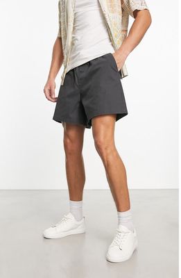 ASOS DESIGN Wide Fit Elastic Waist Chino Shorts in Charcoal