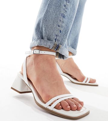 ASOS DESIGN Wide Fit Honeydew mid block heeled sandals in white