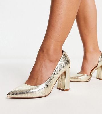 ASOS DESIGN Wide Fit Winston d'orsay high heels in gold