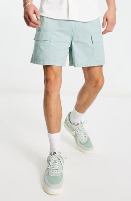 ASOS DESIGN Wide Leg Cargo Shorts in Light Blue