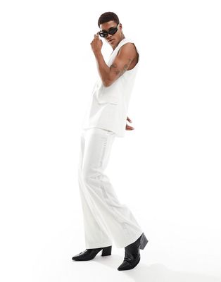 ASOS DESIGN wide suit pants in white