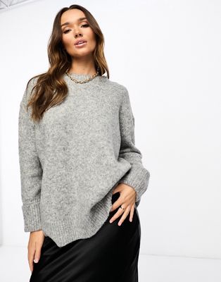 ASOS DESIGN wool blend oversized sweater with crew neck in gray