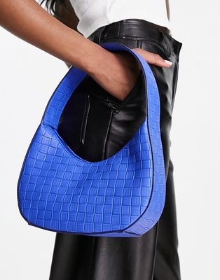 ASOS DESIGN woven curved shoulder bag in blue