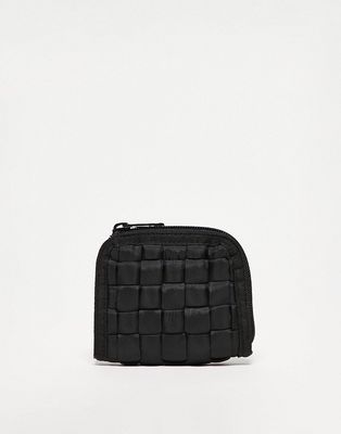 ASOS DESIGN woven wallet in black