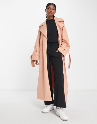 ASOS EDITION belted slouchy trench coat in dusky rose-Pink