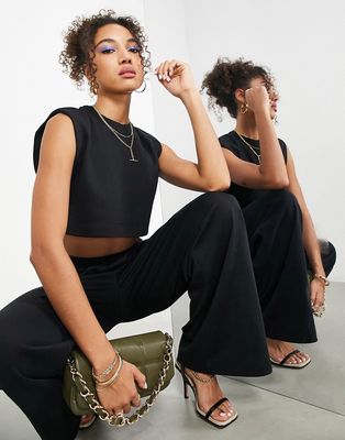 ASOS EDITION boxy crop top in textured jersey in black