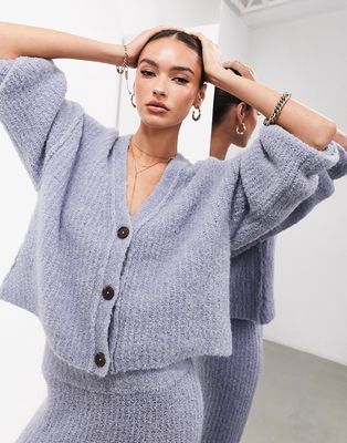 ASOS EDITION chunky knitted cardigan in blue