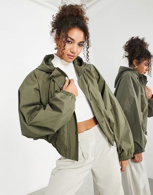 ASOS EDITION cropped hooded parka jacket in khaki-Green
