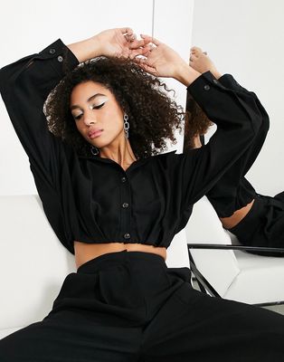 ASOS EDITION cropped shirt in black