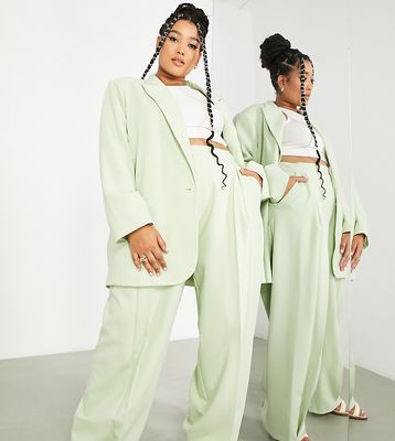 ASOS EDITION Curve wide leg pants in sage green