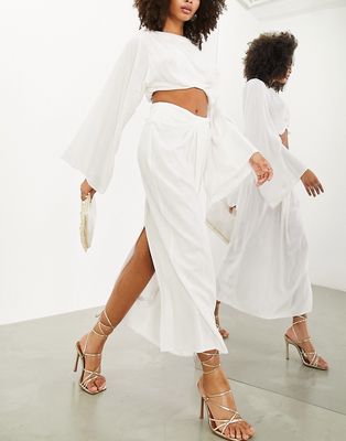 ASOS EDITION drape column linen maxi skirt in white