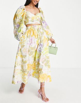 ASOS EDITION full maxi skirt with in pastel floral print-Multi