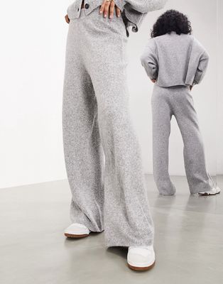 ASOS EDITION knit wide leg pants in light gray