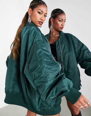 ASOS Edition oversized bomber jacket in green