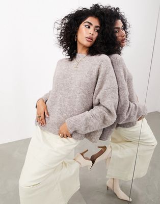 ASOS EDITION oversized crew neck knit sweater in oatmeal-Neutral
