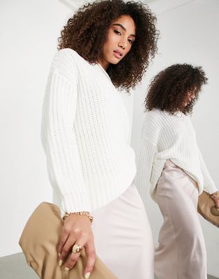 ASOS EDITION oversized knit rib sweater-White