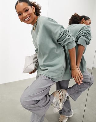 ASOS EDITION oversized premium heavy weight sweatshirt in washed sage-Gray