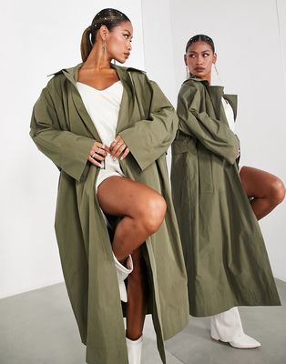 ASOS EDITION oversized trench coat in khaki-Green