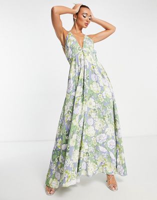 ASOS EDITION satin cami maxi dress in garden floral print-Multi