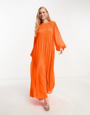 ASOS EDITION shirred bust oversized maxi dress in bright orange
