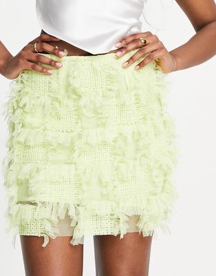 ASOS EDITION textured mesh mini skirt in lime green
