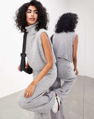 ASOS EDITION turtle neck sleeveless knit sweater in light gray