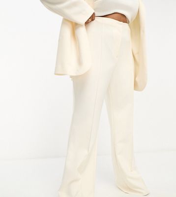 ASOS LUXE Curve suit kickflare pants in cream-White