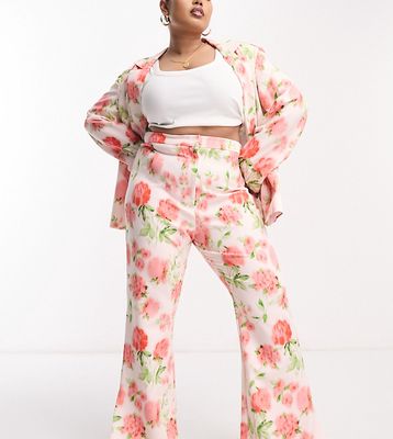 ASOS Luxe Curve suit pants in floral print-Multi