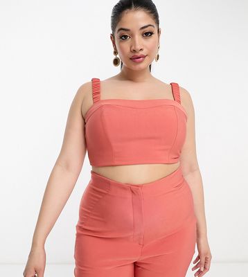 ASOS LUXE Curve tailored bralette in cinnamon - part of a set-Orange