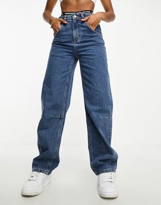 ASOS Weekend Collective baggy fit jeans in mid blue wash