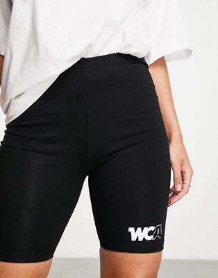 ASOS Weekend Collective cotton spandex legging shorts with logo-Black