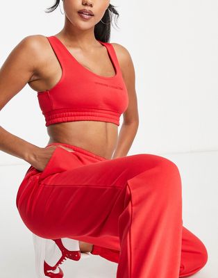 ASOS Weekend Collective crop top with embroidered logo in red