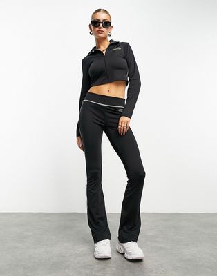 ASOS Weekend Collective fitted zip up sweat jacket in black with contrast stitch - part of a set