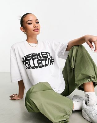 ASOS Weekend Collective heavyweight oversized T-shirt in white