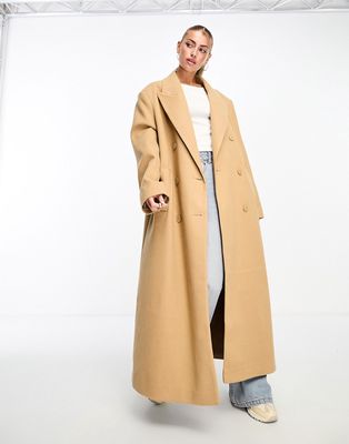 ASOS Weekend Collective oversized longline coat in camel-Neutral