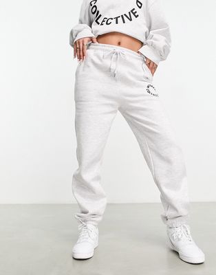 ASOS Weekend Collective oversized sweatpants with logo in gray heather -part of a set