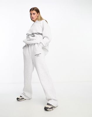 ASOS Weekend Collective oversized sweatpants with stacked logo in gray heather