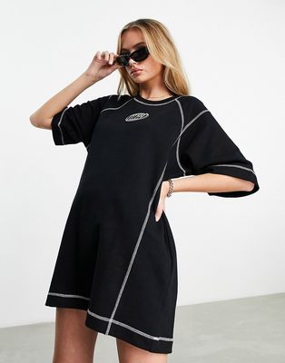 ASOS Weekend Collective oversized sweats dress with contrast stitching in black
