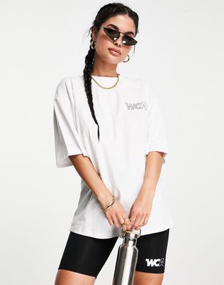 ASOS Weekend Collective oversized T-shirt with hotfix logo in white