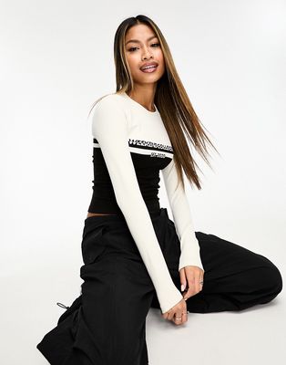 ASOS Weekend Collective seamless longsleeve top with stripe logo-Black