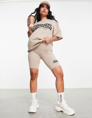 ASOS Weekend Collective shorts with logo in neutral