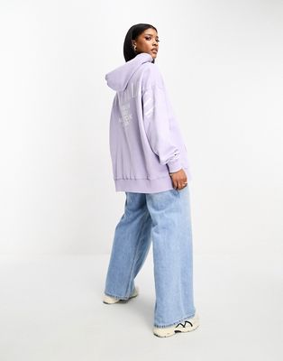 ASOS Weekend Collective stacked logo hoodie in lilac-Purple
