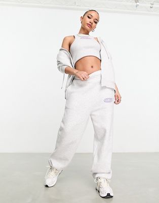 ASOS Weekend Collective sweatpants in ice heather with wca logo-Gray