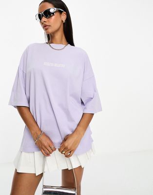 ASOS Weekend Collective t-shirt with stacked logo in lilac-Purple