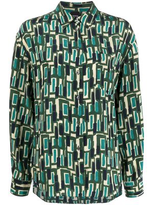 ASPESI abstract-pattern silk shirt - Green