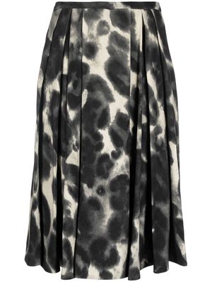 ASPESI abstract-print pleated skirt - Grey