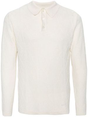 ASPESI argyle-check linen polo shirt - White